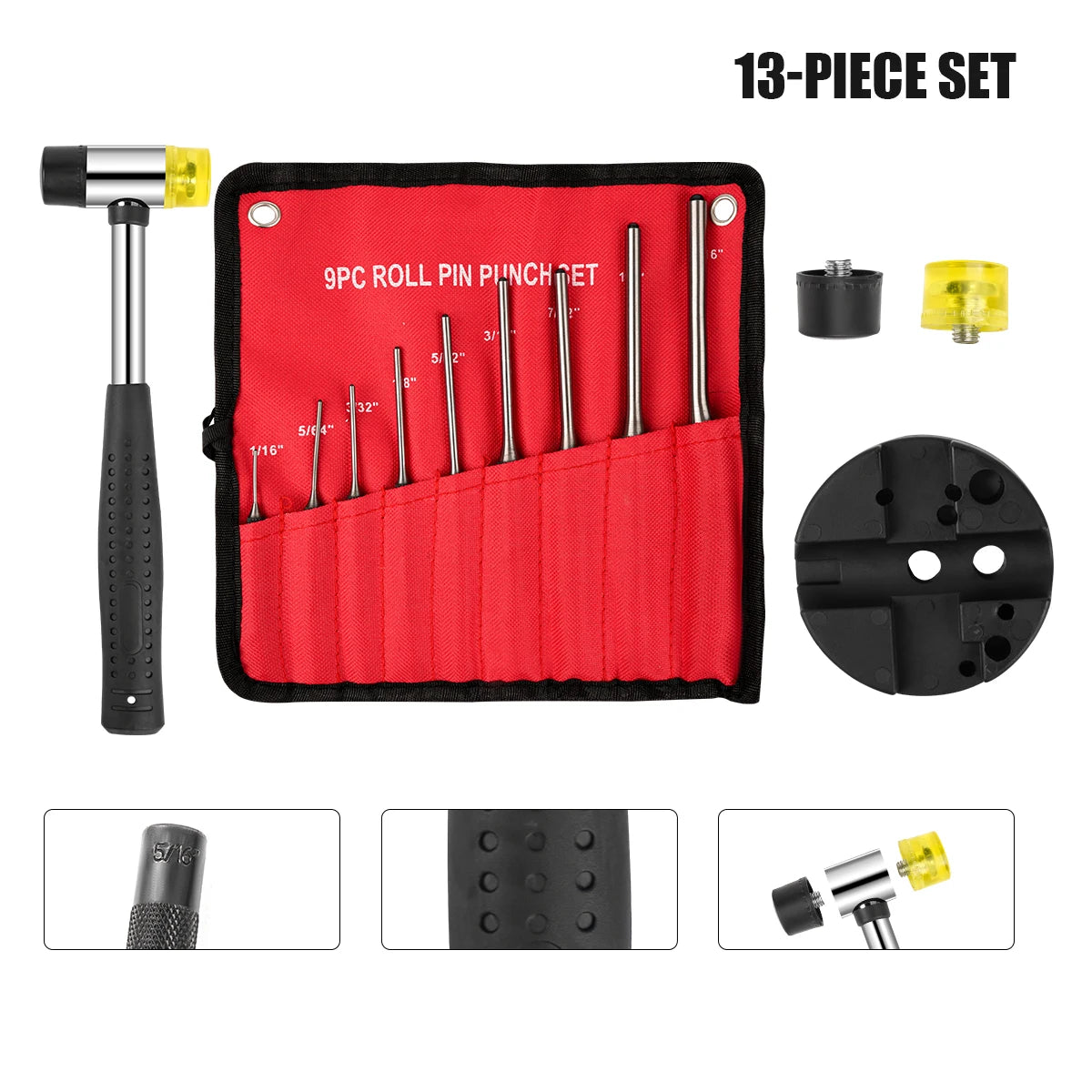 Rulo Pimi Yumruk Aracı Seti Depolama Smithing Küçük Yumruk Uzun Aletler Çıkarma Tamir Tezgahı Blok Rulo Pimi Yumruk Seti Çekiç Metrik